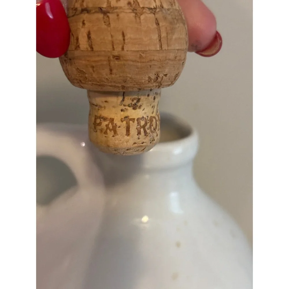 Clintonville Ceramic Whiskey Jug White Stoneware Fruit Decal Peach Berry Decor